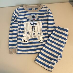 Hanna Andersson Blue and White Striped R2-D2 Kids Pajama Set